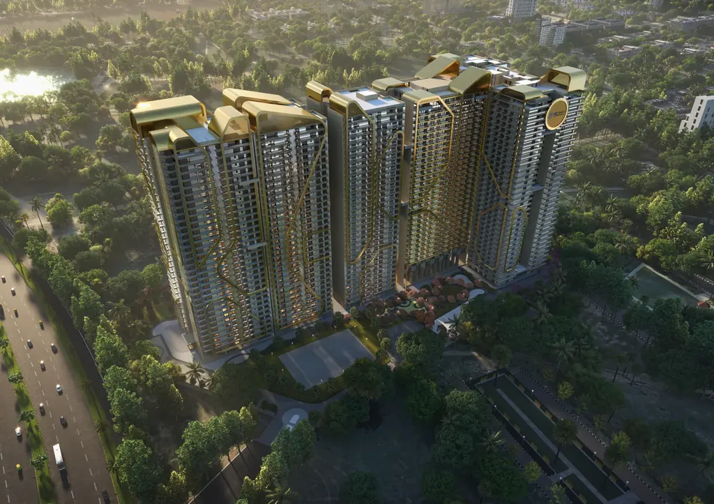 Aerial view of Opus One amid greenery in Eco-City 2, New Chandigarh