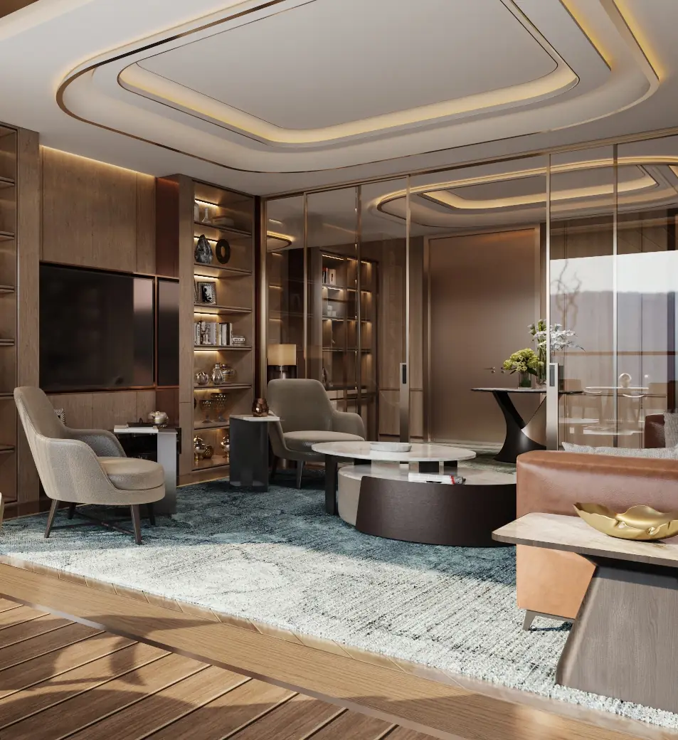 Family lounge interior at Opus One
