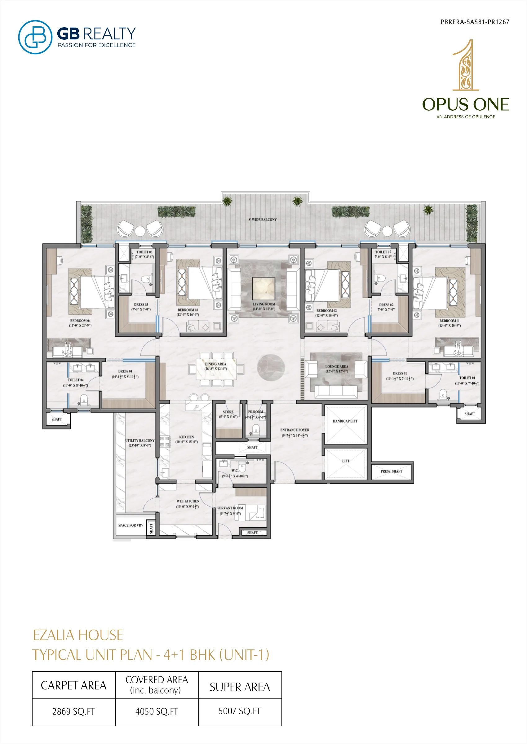 Opus One floor plan – Ezalia House 4+1 BHK Unit 1