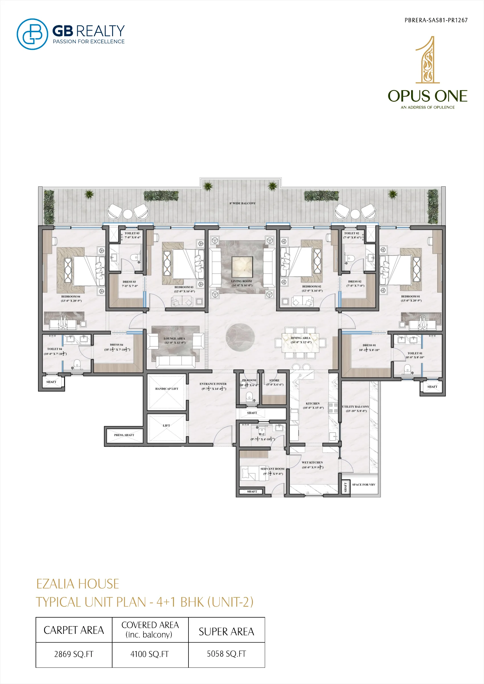 Opus One floor plan – Ezalia House 4+1 BHK Unit 2