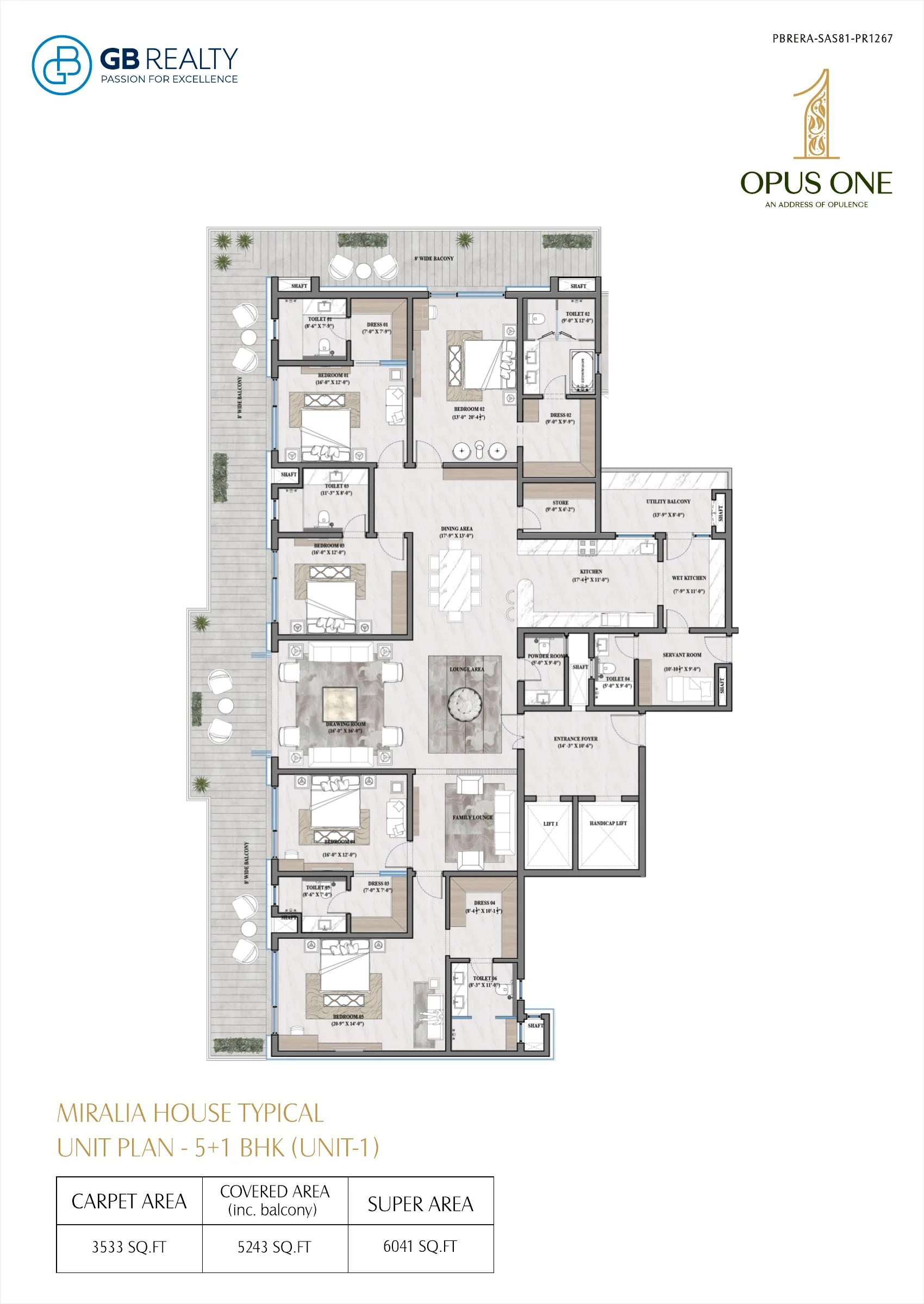 Opus One floor plan – Miralia House 5+1 BHK Unit 1