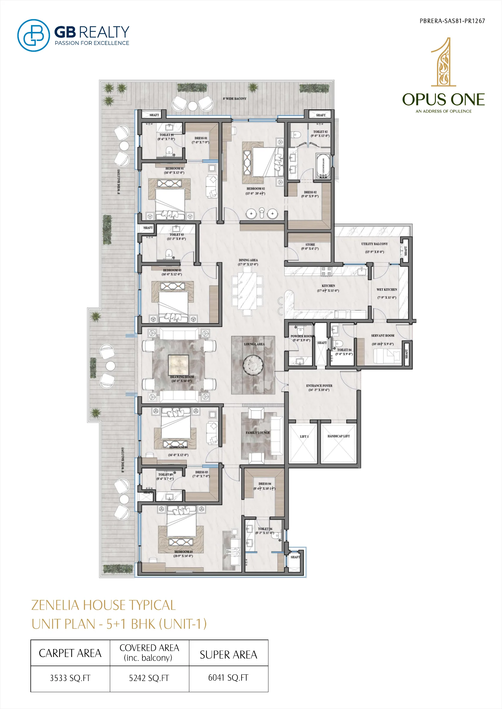 Opus One floor plan – Zenelia House 5+1 BHK Unit 1
