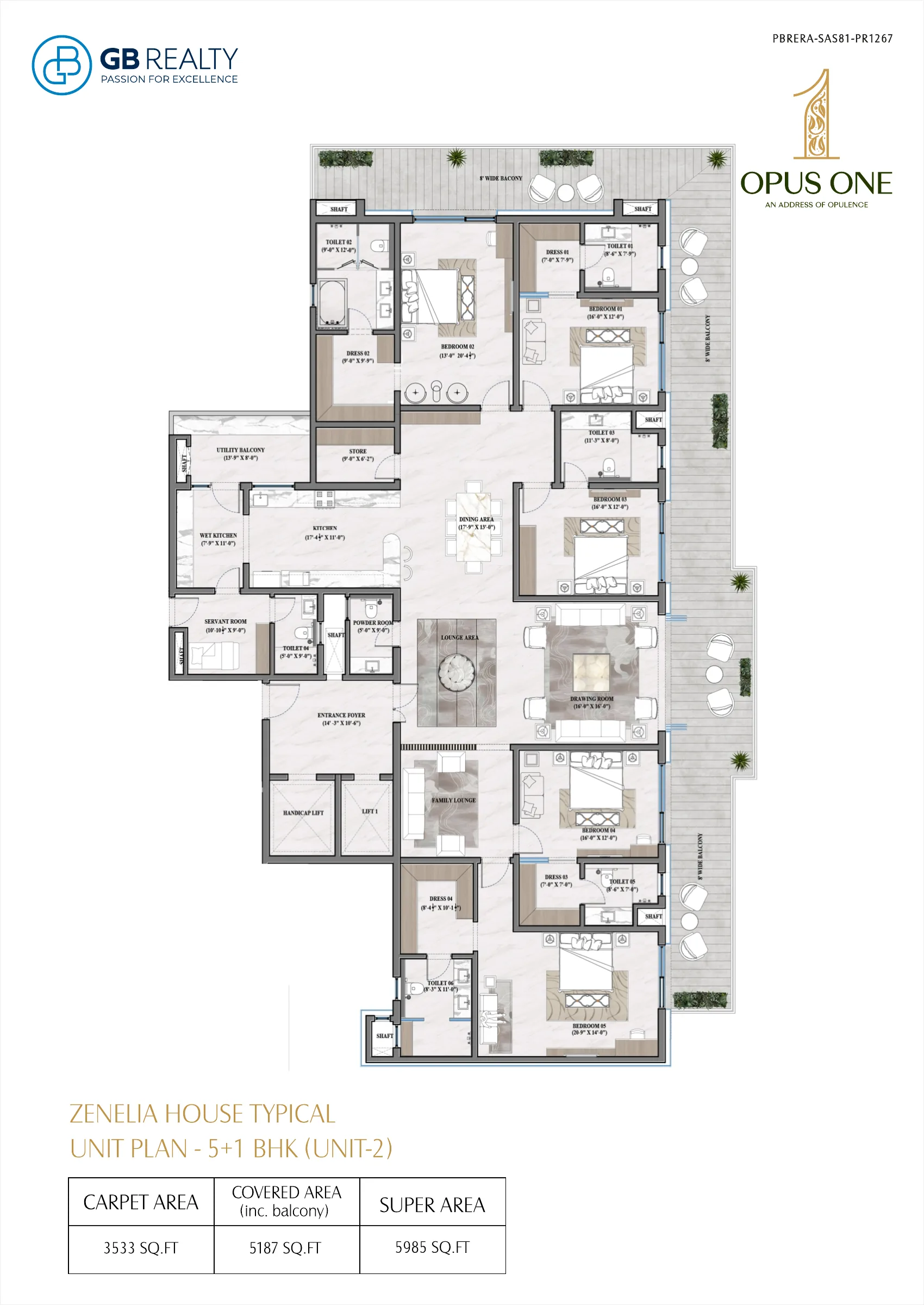 Opus One floor plan – Zenelia House 5+1 BHK Unit 2