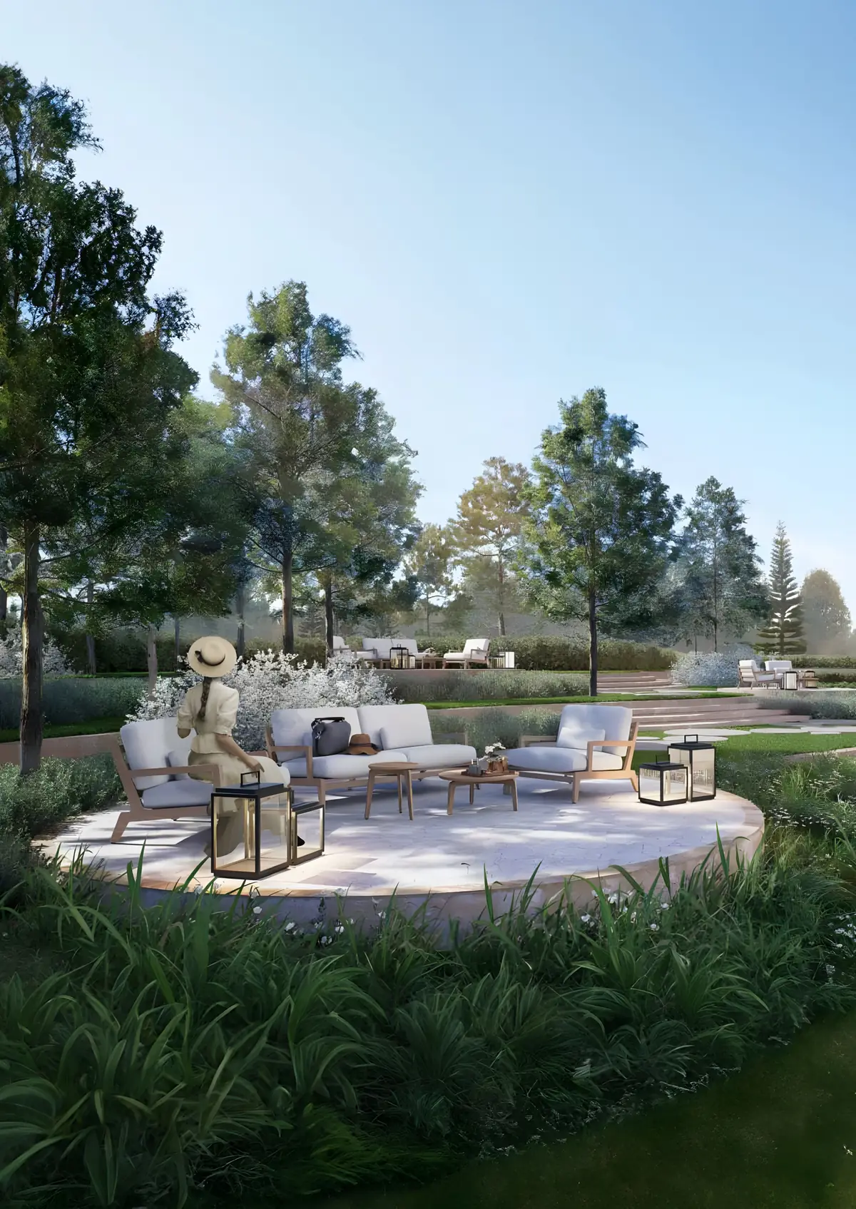 Landscaped garden lounge at Opus One New Chandigarh